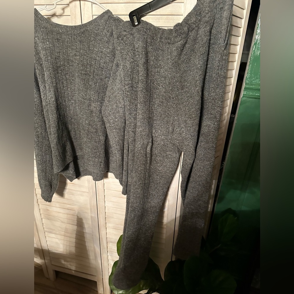 Gray  DKNY sweater pant and top set